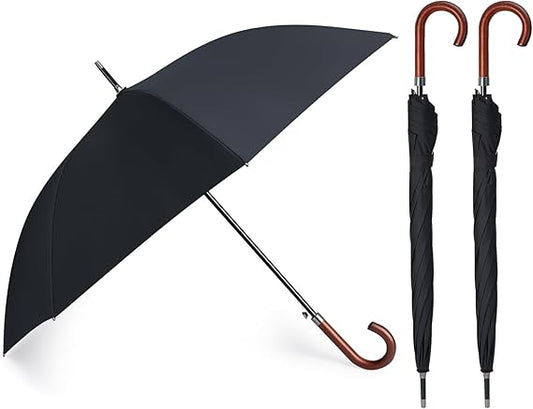 Pcs 48 Inch Auto Open Umbrella Wooden J Stick Handle Windproof Unbreakable Fast Drying Rain Umbrella