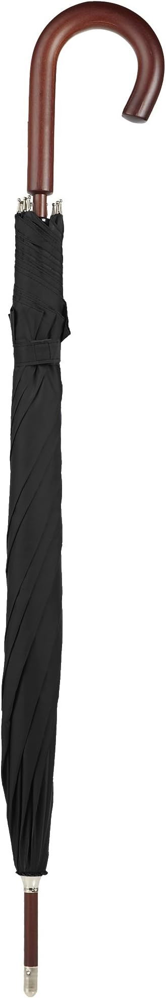Eco Auto Open Umbrella Classic Wooden J Stick Handle with Easy Grip - Windproof, Rainproof and Durable Canopy Design – Versatile Travel, Perfect for Rainy Days