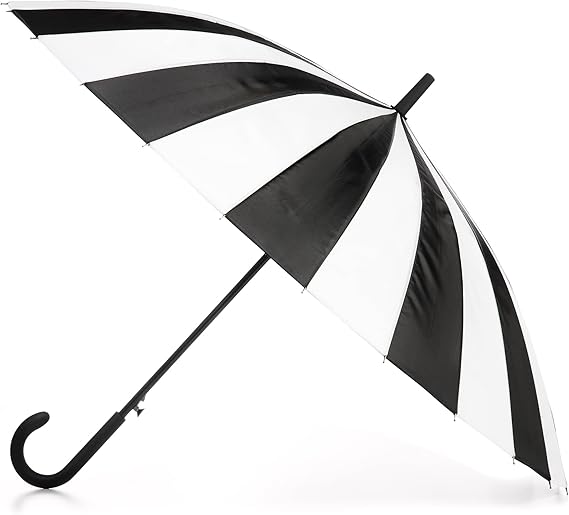 Large Eco Auto-Open 24 Rib Stick Umbrella with a Classic J Hook Curved Handle and water repellant