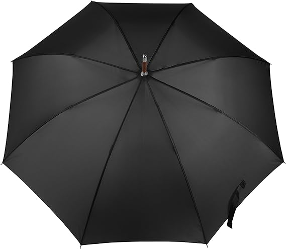 Eco Auto Open Umbrella Classic Wooden J Stick Handle with Easy Grip - Windproof, Rainproof and Durable Canopy Design – Versatile Travel, Perfect for Rainy Days