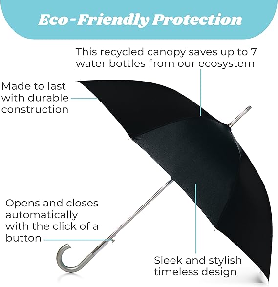 Unisex Auto Open J-Handle Stick ECO Umbrella