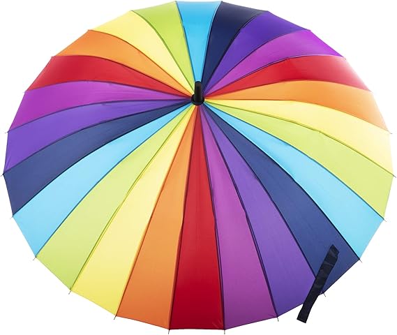Large Eco Auto-Open 24 Rib Stick Umbrella with a Classic J Hook Curved Handle and water repellant